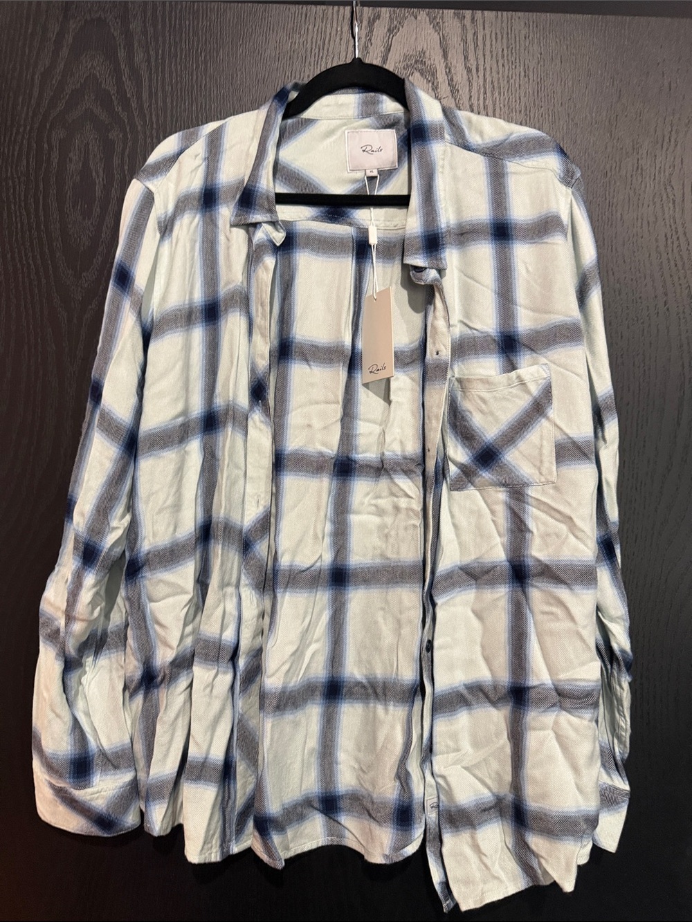 Rails Womens White & Blue Plaid Button-Up flannel shirt